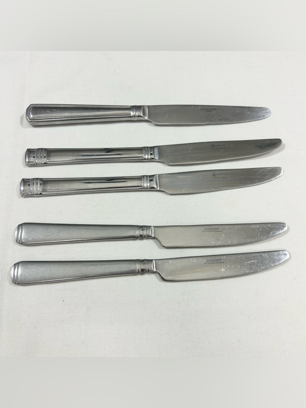 2 Gibson 2 Cambridge 1 Wallace Dinner Knives Stainless Steel China Flatware